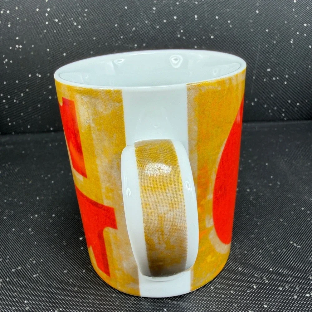 Pier 1 Porcelain Letter G Coffee Mug‎ Red Yellow Orange Monogram Initial Cup